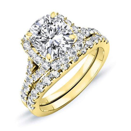 Desert Rose Cushion Moissanite Bridal Set yellowgold