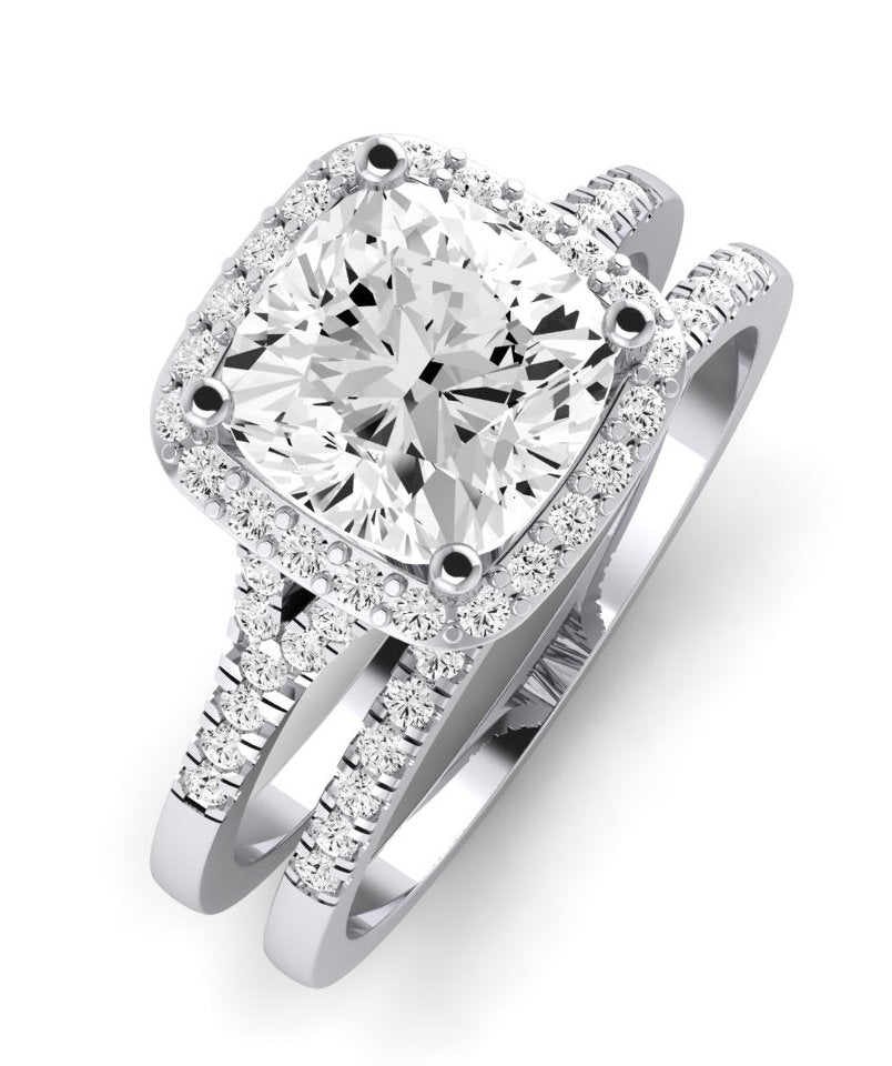 Desert Rose Diamond Matching Band Only (engagement Ring Not Included) For Ring With Cushion Center whitegold