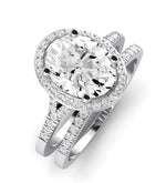Desert Rose Diamond Matching Band Only (engagement Ring Not Included) For Ring With Oval Center whitegold