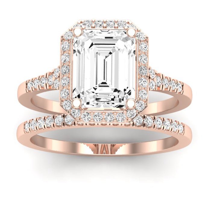 Desert Rose Emerald Moissanite Bridal Set rosegold
