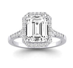 Desert Rose Emerald Moissanite Engagement Ring whitegold