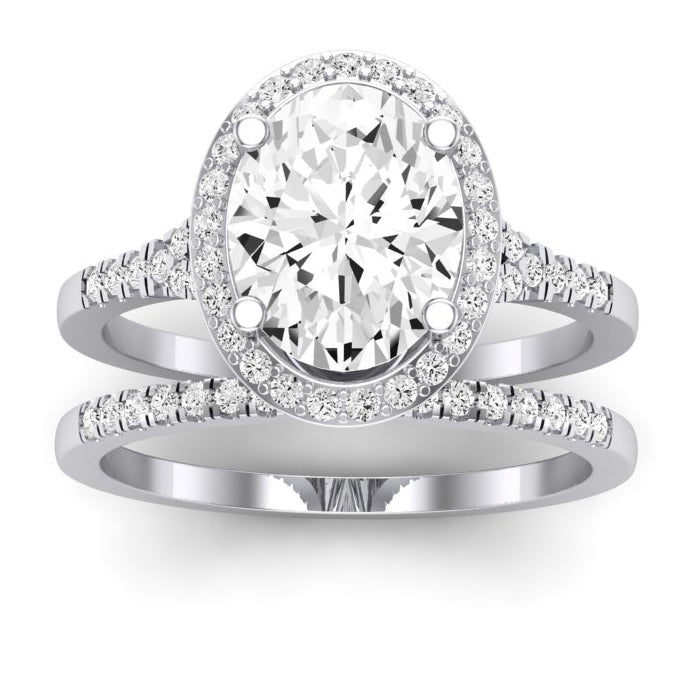 Desert Rose Moissanite Matching Band Only (engagement Ring Not Included) For Ring With Oval Center whitegold