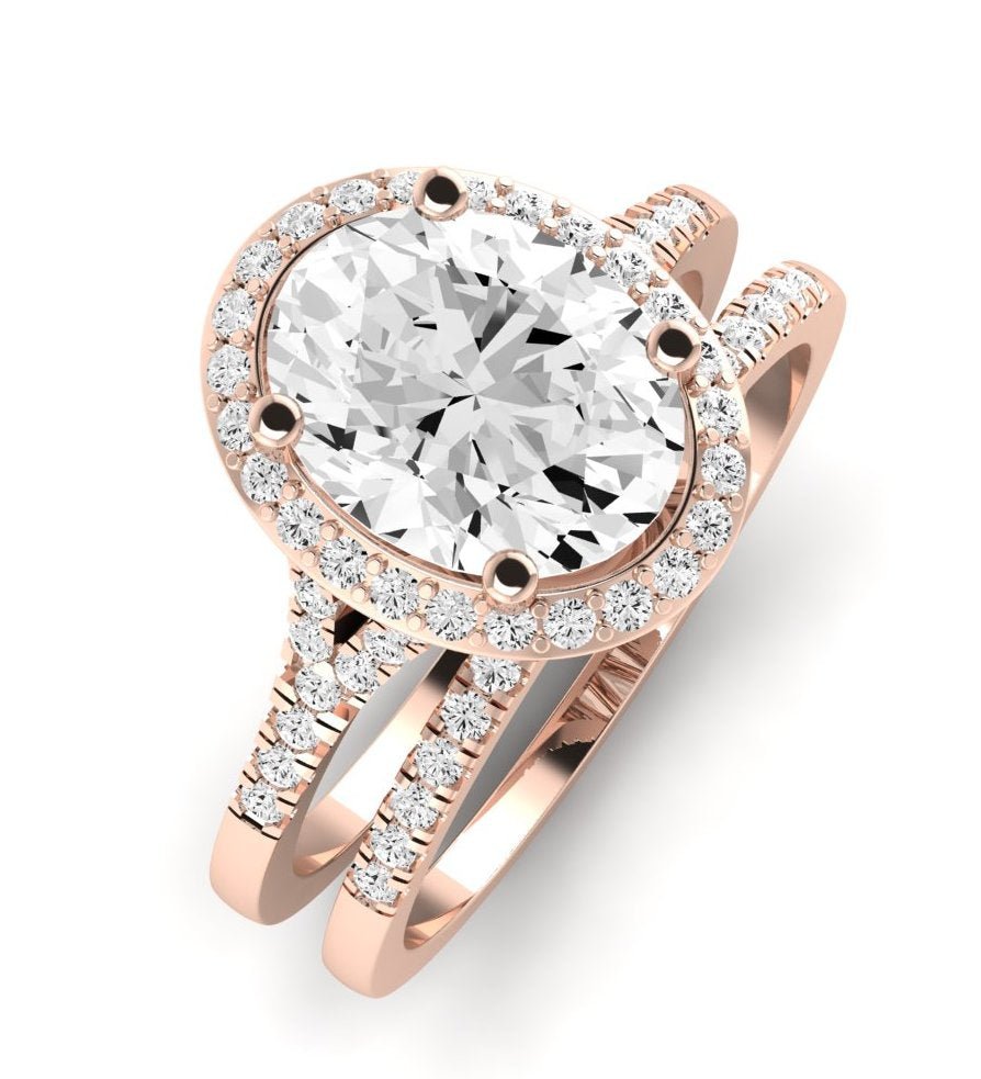 Desert Rose Oval Moissanite Bridal Set rosegold