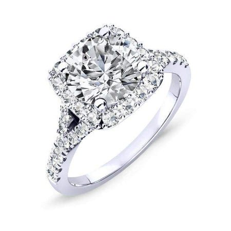 Desert Rose Round Moissanite Engagement Ring whitegold