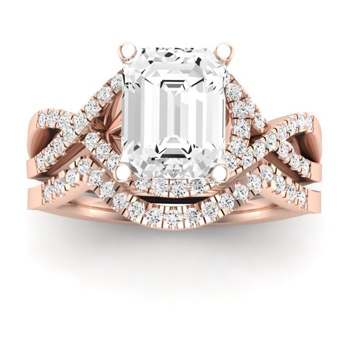 Dianella Emerald Moissanite Bridal Set rosegold