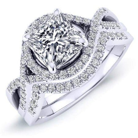1.00 ct - Dianella - GIA Natural Princess Diamond Bridal Set