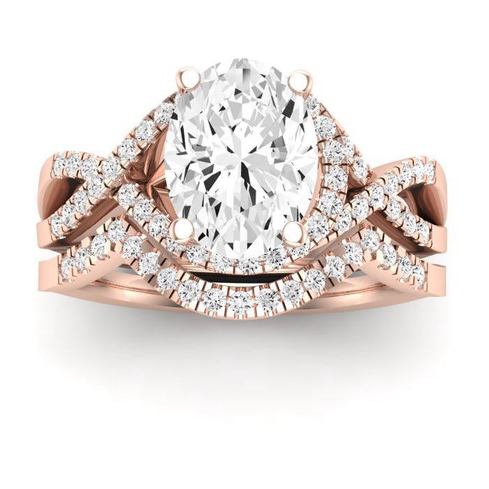 Dianella Diamond Matching Band Only (does Not Include Engagement Ring)  For Ring With Oval Center rosegold