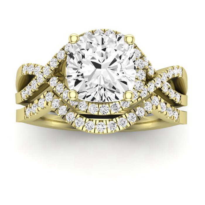 Dianella Moissanite Matching Band Only (does Not Include Engagement Ring)  For Ring With Cushion Center yellowgold