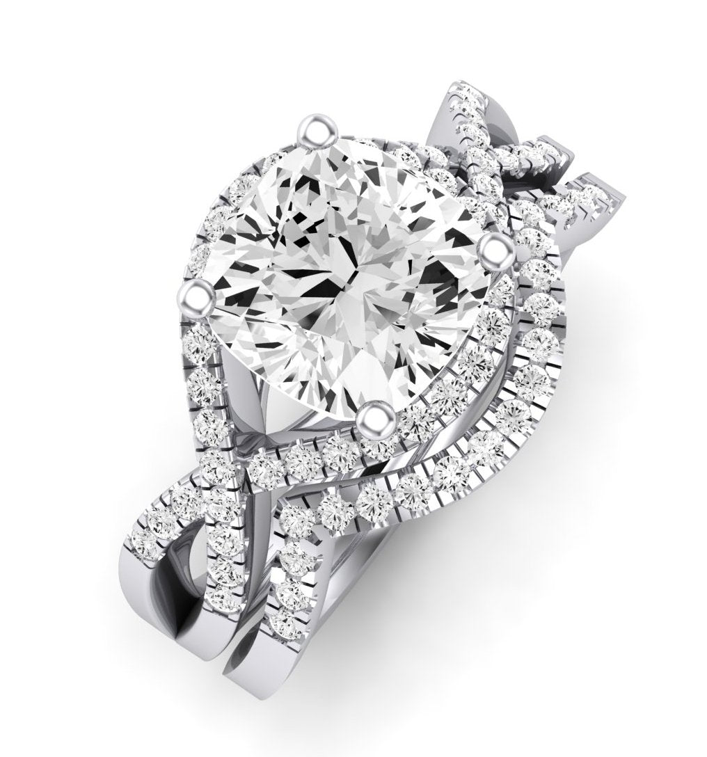 Dianella Moissanite Matching Band Only (does Not Include Engagement Ring)  For Ring With Cushion Center whitegold