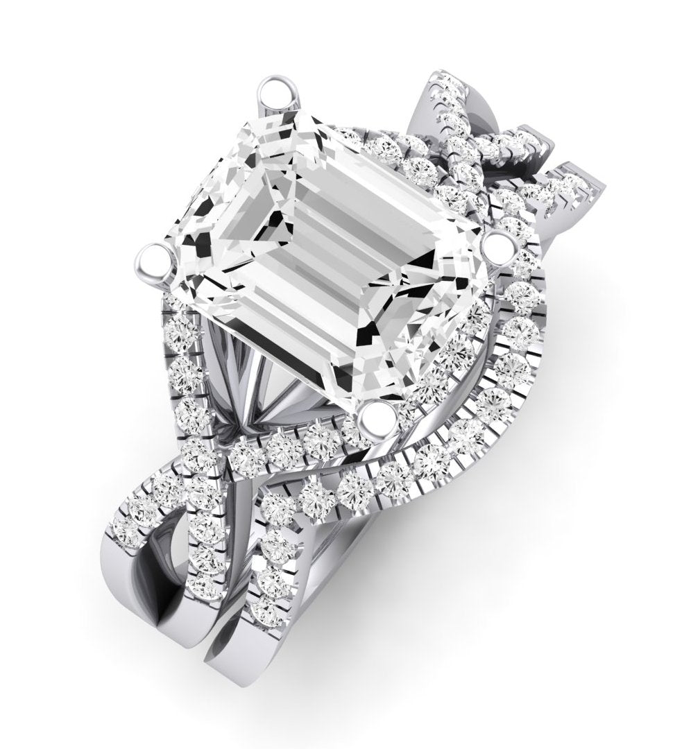 Dianella Moissanite Matching Band Only (does Not Include Engagement Ring)  For Ring With Emerald Center whitegold