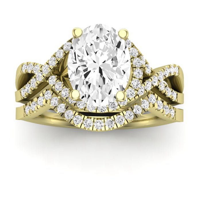 Dianella Moissanite Matching Band Only (does Not Include Engagement Ring)  For Ring With Oval Center yellowgold