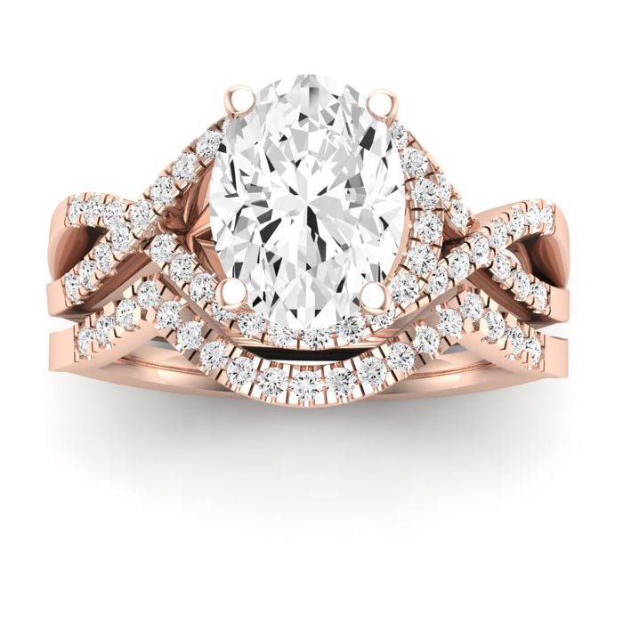 Dianella Moissanite Matching Band Only (does Not Include Engagement Ring)  For Ring With Oval Center rosegold