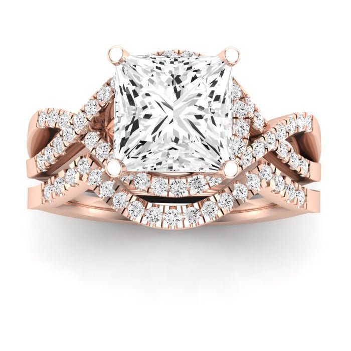 Dianella Moissanite Matching Band Only (does Not Include Engagement Ring)  For Ring With Princess Center rosegold