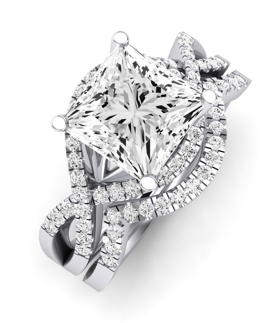 Dianella Moissanite Matching Band Only (does Not Include Engagement Ring)  For Ring With Princess Center whitegold