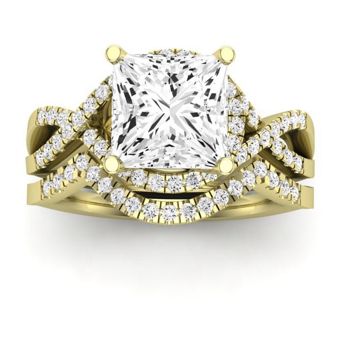 Dianella Moissanite Matching Band Only (does Not Include Engagement Ring)  For Ring With Princess Center yellowgold