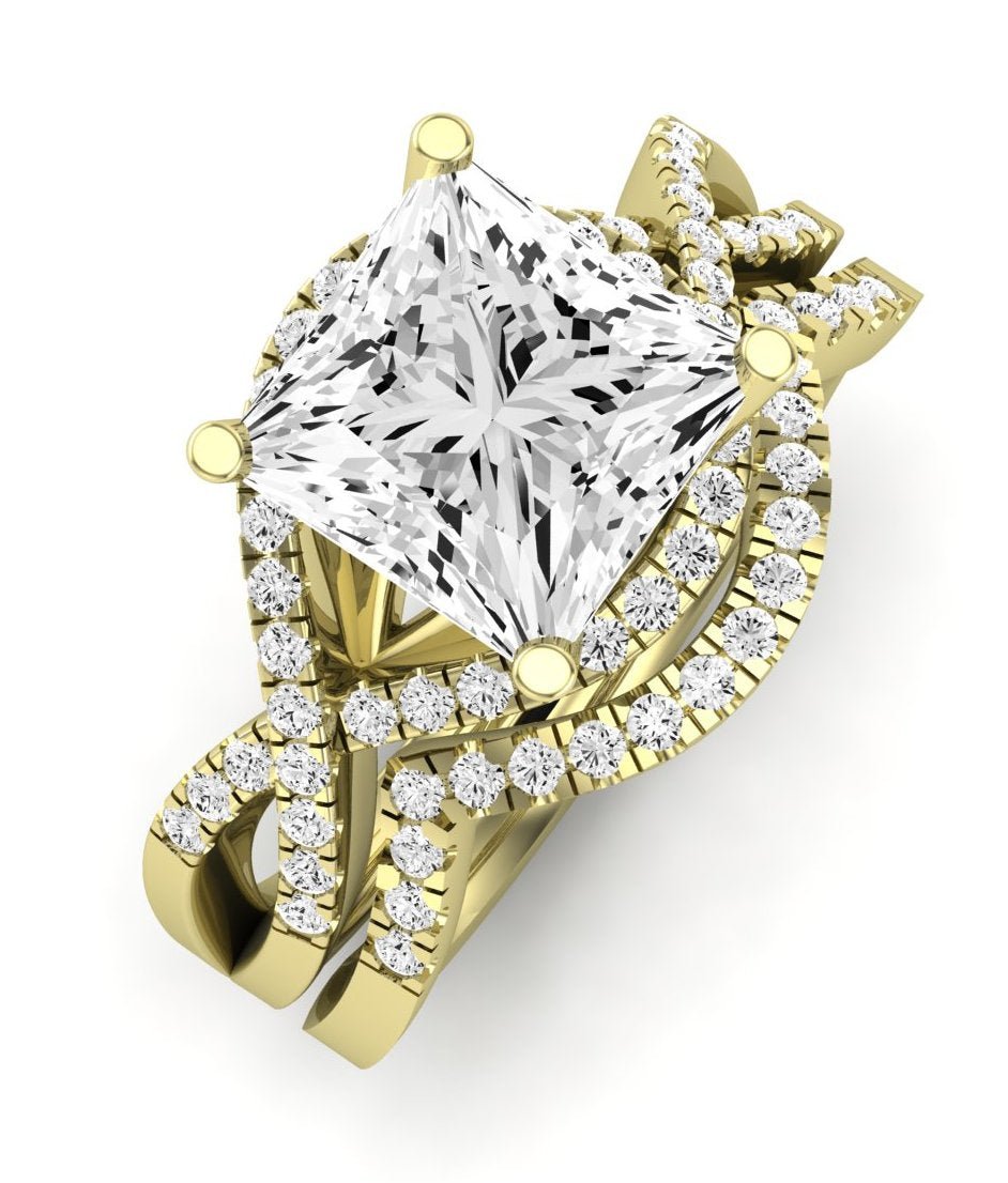 Dianella Moissanite Matching Band Only (does Not Include Engagement Ring)  For Ring With Princess Center yellowgold