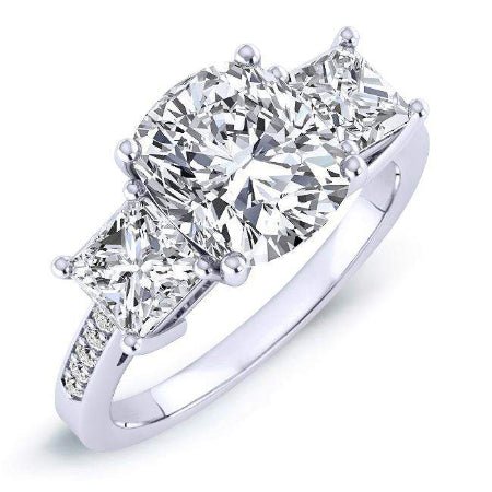 Dietes Cushion Moissanite Engagement Ring whitegold