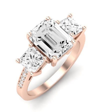 Dietes Diamond Matching Band Only (does Not Include Engagement Ring) For Ring With Emerald Center rosegold