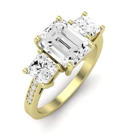 Dietes Diamond Matching Band Only (does Not Include Engagement Ring) For Ring With Emerald Center yellowgold