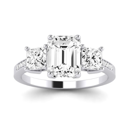 Dietes Diamond Matching Band Only (does Not Include Engagement Ring) For Ring With Emerald Center whitegold