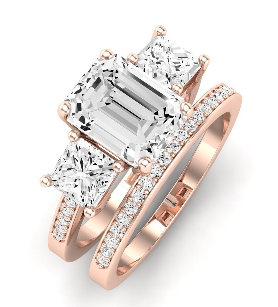 Dietes Diamond Matching Band Only (does Not Include Engagement Ring) For Ring With Emerald Center rosegold