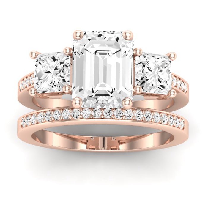 Dietes Diamond Matching Band Only (does Not Include Engagement Ring) For Ring With Emerald Center rosegold