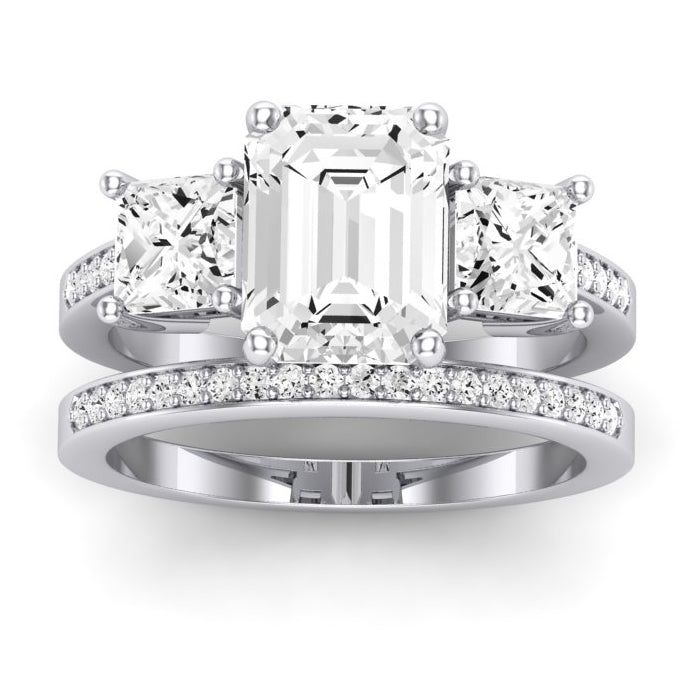 Dietes Diamond Matching Band Only (does Not Include Engagement Ring) For Ring With Emerald Center whitegold