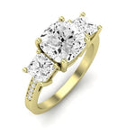 Dietes Moissanite Matching Band Only (does Not Include Engagement Ring) For Ring With Cushion Center yellowgold