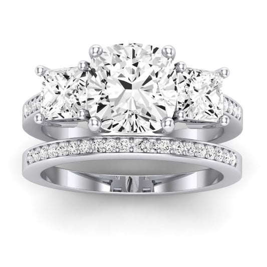 Dietes Moissanite Matching Band Only (does Not Include Engagement Ring) For Ring With Cushion Center whitegold