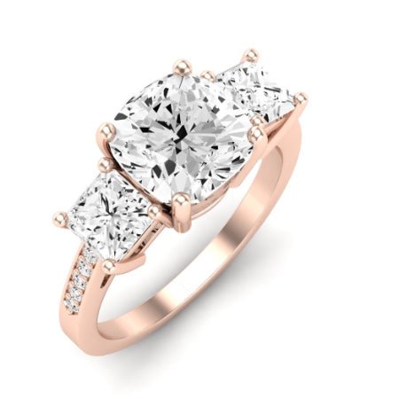 Dietes Moissanite Matching Band Only (does Not Include Engagement Ring) For Ring With Cushion Center rosegold