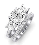 Dietes Moissanite Matching Band Only (does Not Include Engagement Ring) For Ring With Cushion Center whitegold
