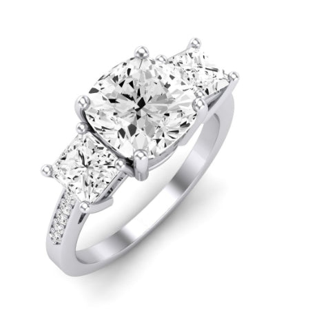 Dietes Moissanite Matching Band Only (does Not Include Engagement Ring) For Ring With Cushion Center whitegold