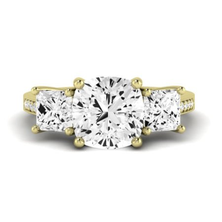 Dietes Moissanite Matching Band Only (does Not Include Engagement Ring) For Ring With Cushion Center yellowgold