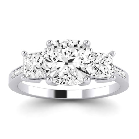 Dietes Moissanite Matching Band Only (does Not Include Engagement Ring) For Ring With Cushion Center whitegold