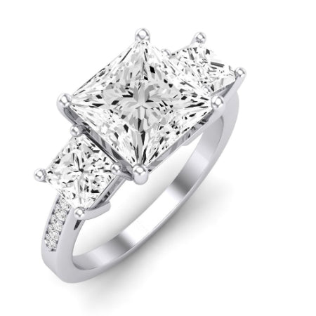 Dietes Moissanite Matching Band Only (does Not Include Engagement Ring) For Ring With Princess Center whitegold