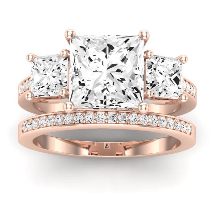 Dietes Moissanite Matching Band Only (does Not Include Engagement Ring) For Ring With Princess Center rosegold