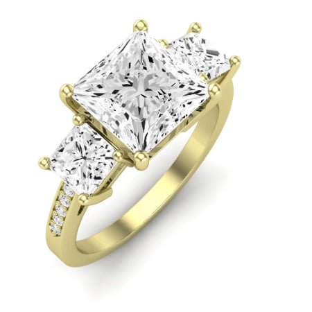 Dietes Moissanite Matching Band Only (does Not Include Engagement Ring) For Ring With Princess Center yellowgold