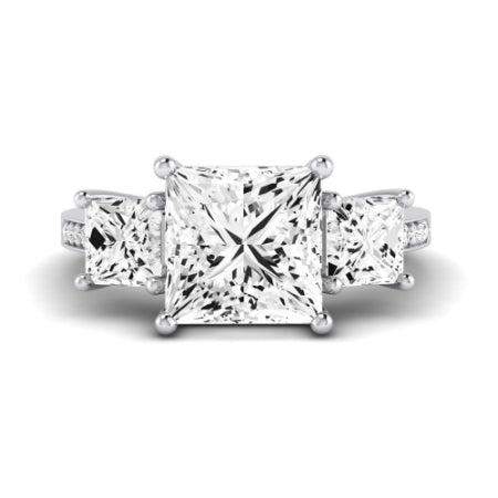 Dietes Moissanite Matching Band Only (does Not Include Engagement Ring) For Ring With Princess Center whitegold