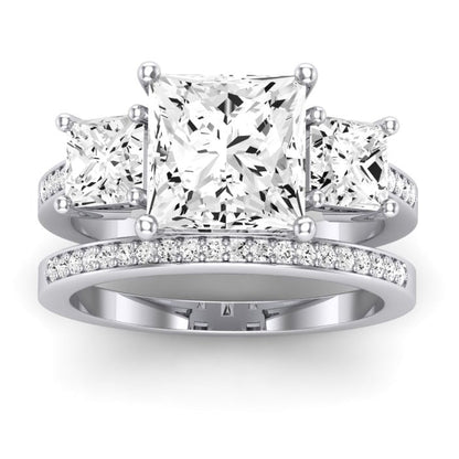 Dietes Moissanite Matching Band Only (does Not Include Engagement Ring) For Ring With Princess Center whitegold