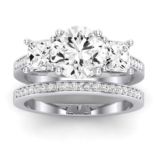 Dietes Moissanite Matching Band Only (does Not Include Engagement Ring) For Ring With Round Center whitegold