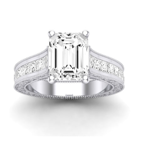 Edelweiss Diamond Matching Band Only (does Not Include Engagement Ring) For Ring With Emerald Center whitegold