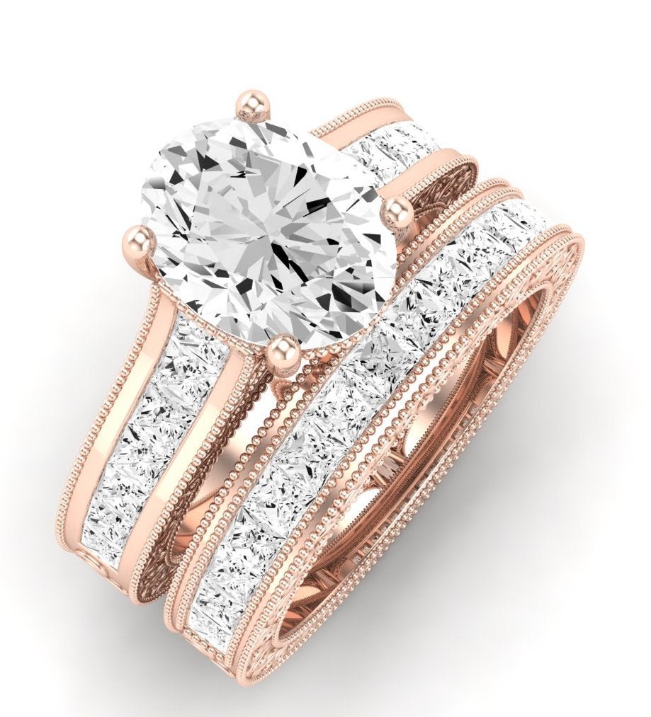 Edelweiss Diamond Matching Band Only (does Not Include Engagement Ring) For Ring With Oval Center rosegold