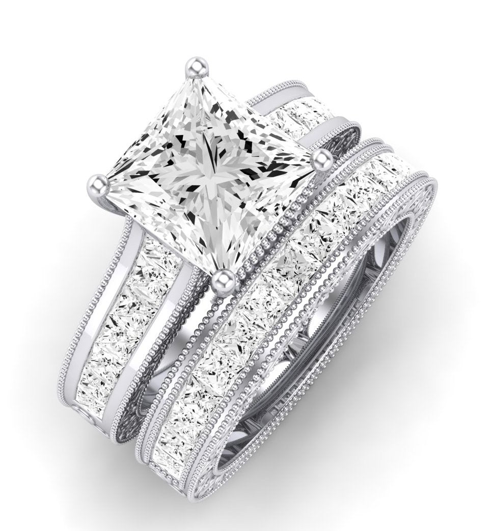 Edelweiss Diamond Matching Band Only (does Not Include Engagement Ring) For Ring With Princess Center whitegold