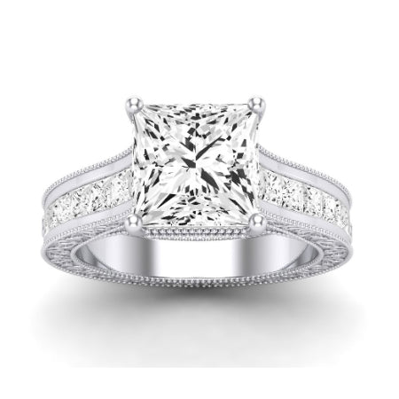 Edelweiss Diamond Matching Band Only (does Not Include Engagement Ring) For Ring With Princess Center whitegold