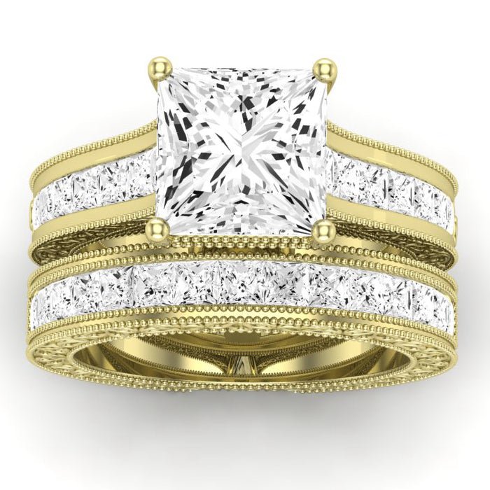 Edelweiss Diamond Matching Band Only (does Not Include Engagement Ring) For Ring With Princess Center yellowgold