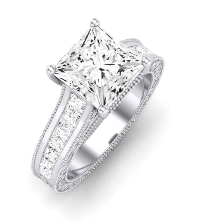 Edelweiss Diamond Matching Band Only (does Not Include Engagement Ring) For Ring With Princess Center whitegold