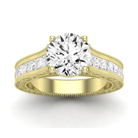 Edelweiss Diamond Matching Band Only (does Not Include Engagement Ring) For Ring With Round Center yellowgold