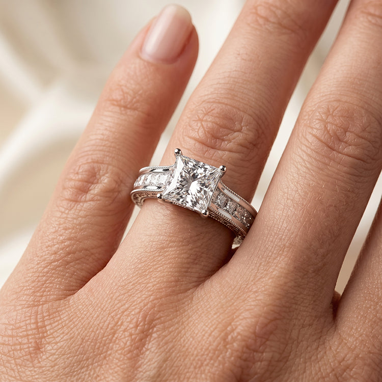 Edelweiss - GIA Natural Princess Diamond Engagement Ring