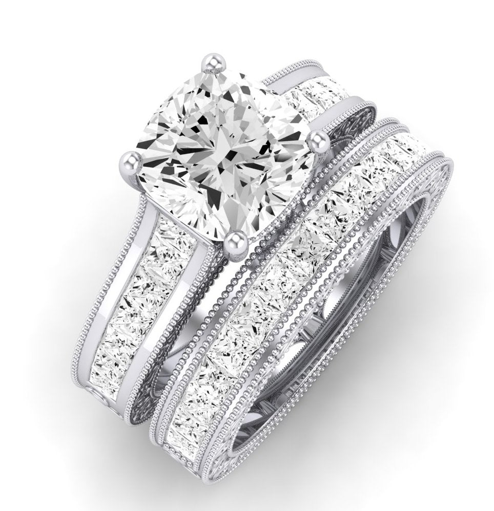 Edelweiss Diamond Matching Band Only (does Not Include Engagement Ring) For Ring With Cushion Center whitegold