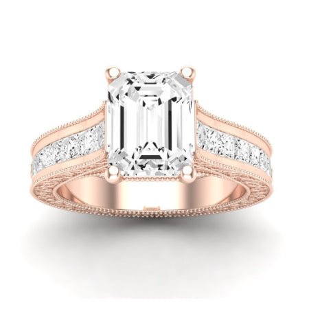 Edelweiss Diamond Matching Band Only (does Not Include Engagement Ring) For Ring With Emerald Center rosegold